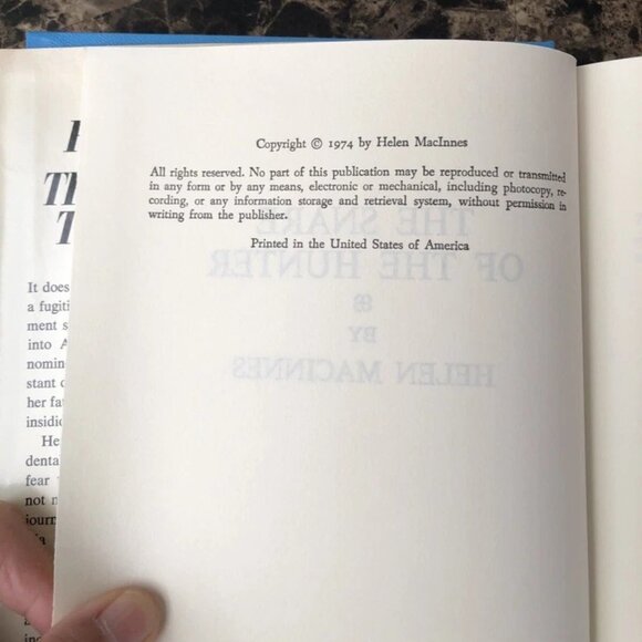 The Snare of the Hunter by Helen MacInnes 1974 Book Club Edition Hardcover DJ - Picture 4 of 10